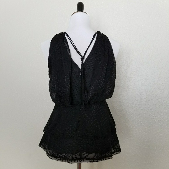 😀 NWOT BCBGMaxAzria Black Silk Blend Halter Top - Picture 4 of 8